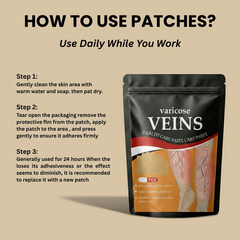 Kenko™ Spider & Varicose Vein Patches | Natural Herbal Therapy for Swelling, Fatigue & Vein Health